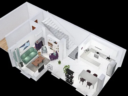 zona living-ingresso cucina