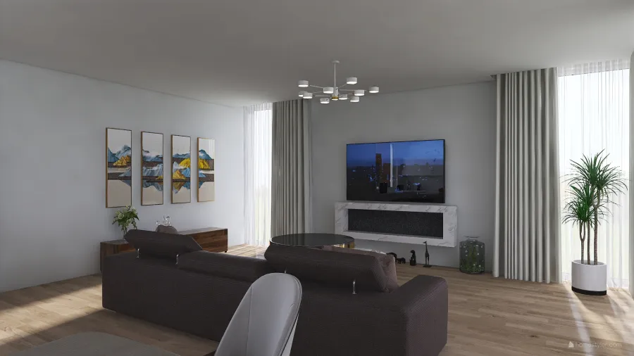 Interior of Gray 3d design renderings