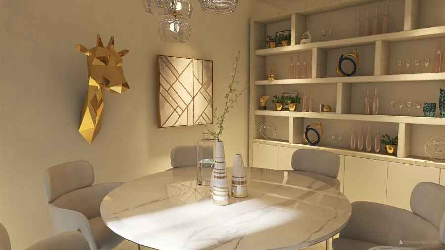 Living/Dinning & Kitchen 3d design renderings