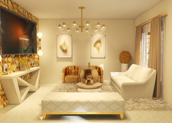 White & Gold Home Design Rendering