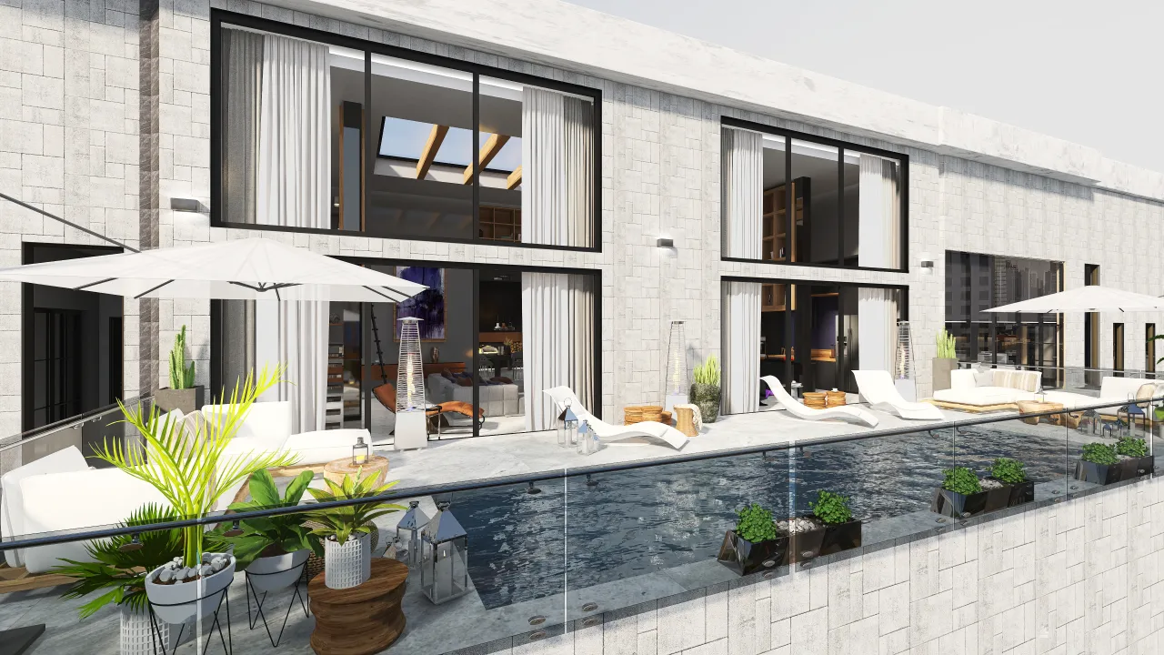 Contemporary #HSDA2020Residencial.  Penthouse en el centro de la ciudad. WoodTones Blue Purple 3d design renderings