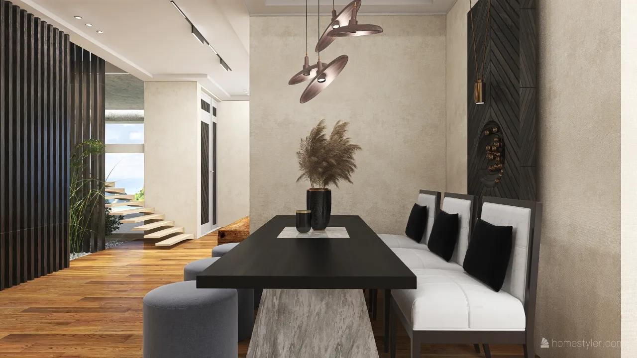 Modern Contemporary WabiSabi WoodTones Black Beige UnnamedSpace 3d design renderings