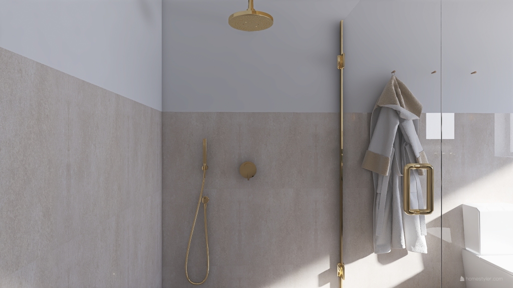 Contemporary EarthyTones White WoodTones Orange Master Bathroom 3d design renderings