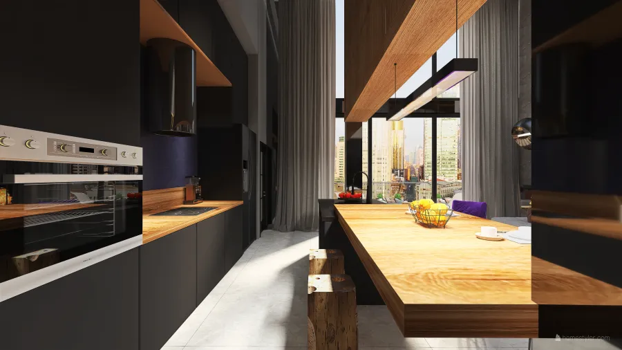 Contemporary #HSDA2020Residencial.  Penthouse en el centro de la ciudad. WoodTones Blue Purple 3d design renderings