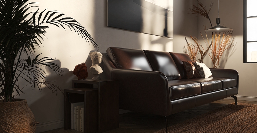 Leather Textured Room Interior Design Render