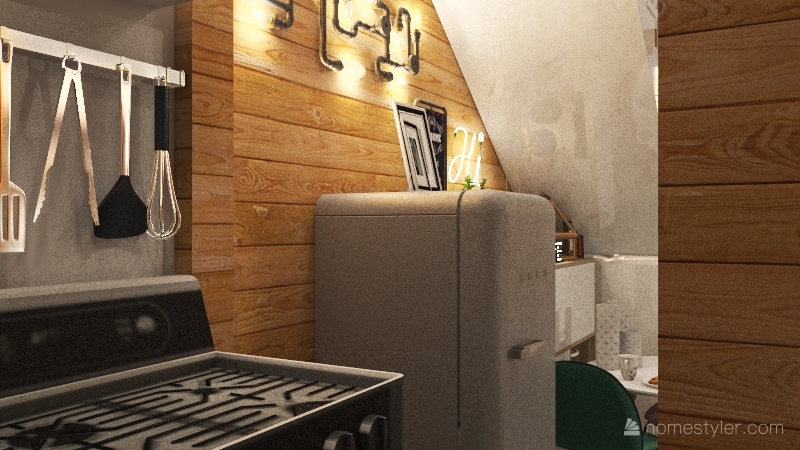 20 SQM first floor small chic apartment Interior Design Render