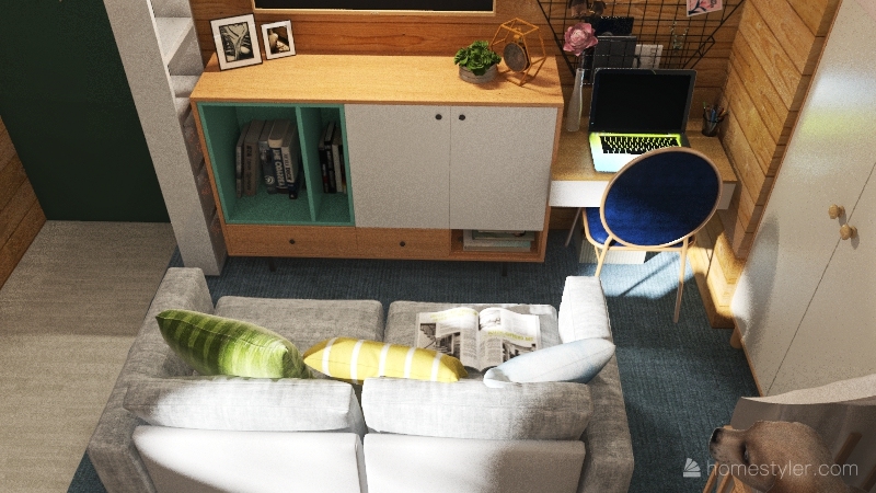 20 SQM first floor small chic apartment Interior Design Render