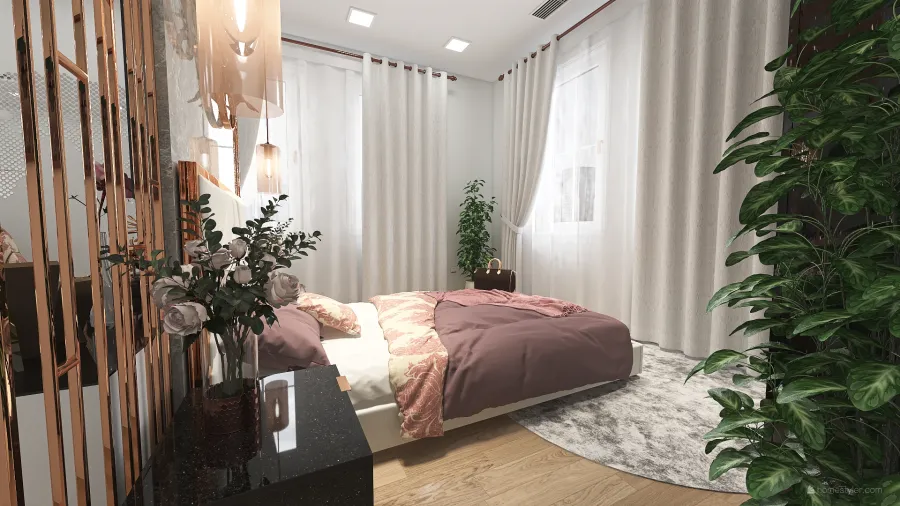 Luxury-Feminine Inspired Studio Unit 3d design renderings