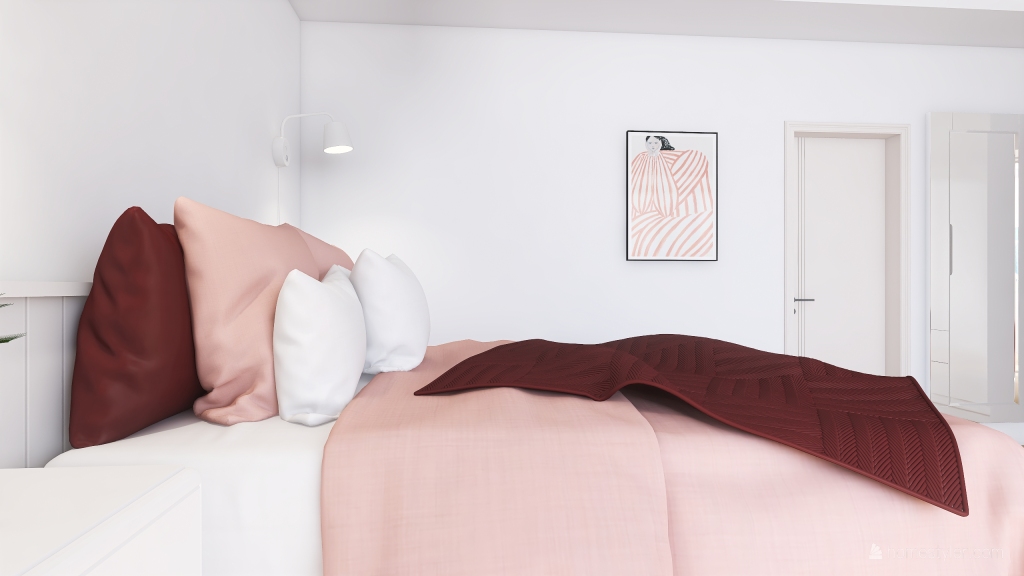 Contemporary EarthyTones White WoodTones Orange Master Bedroom 3d design renderings