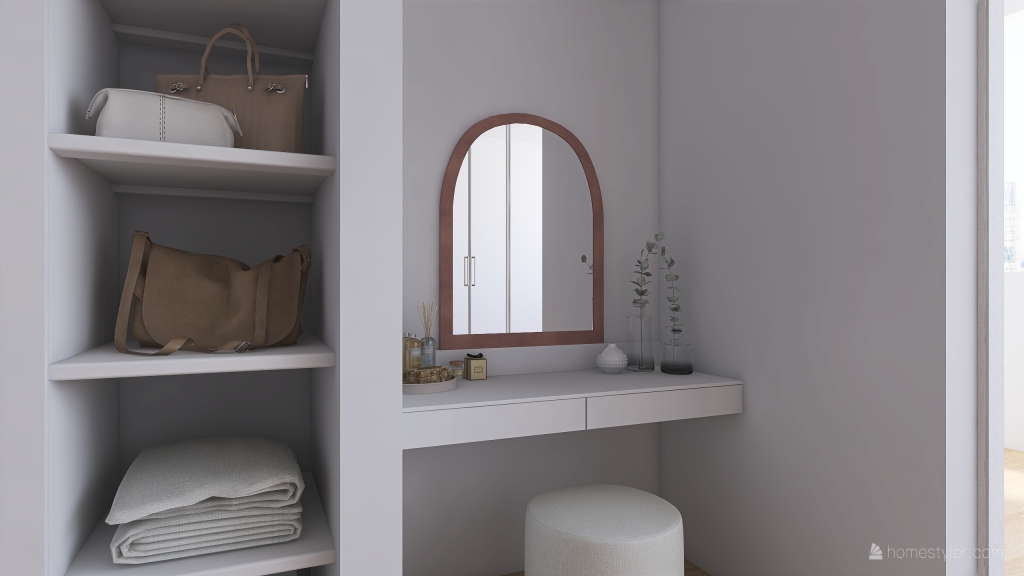 Contemporary EarthyTones White WoodTones Orange Master Bedroom 3d design renderings