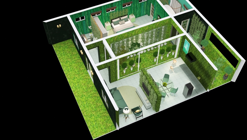 Green & Natural apartment 3d design picture 136.18