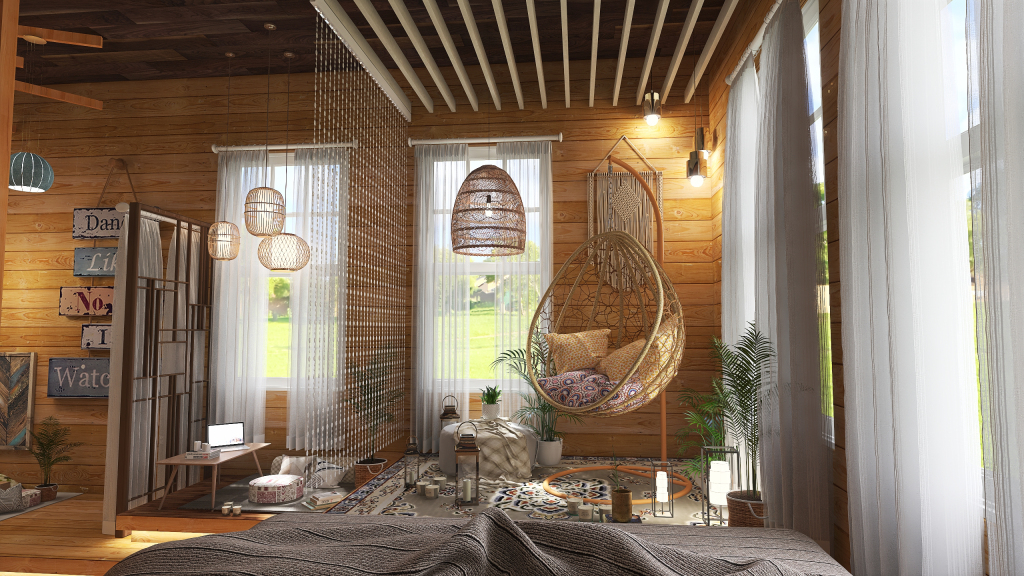 ＂Picnic at Home＂ Bohemian Studio Unit 3d design renderings