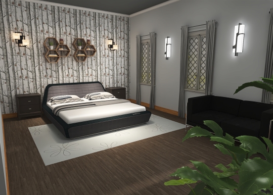 Minimalist bedroom Design Rendering