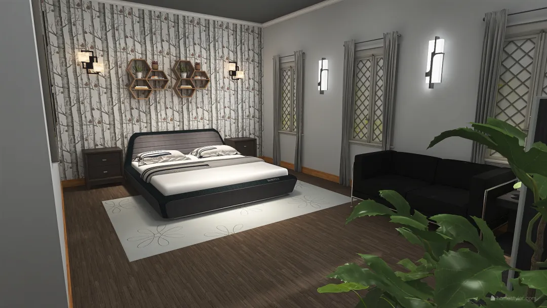 Minimalist bedroom 3d design renderings