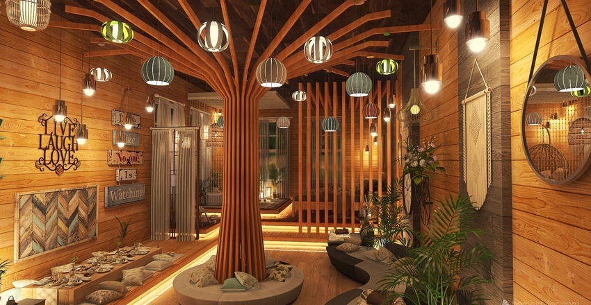 "Picnic at Home" Bohemian Studio Unit Interior Design Render
