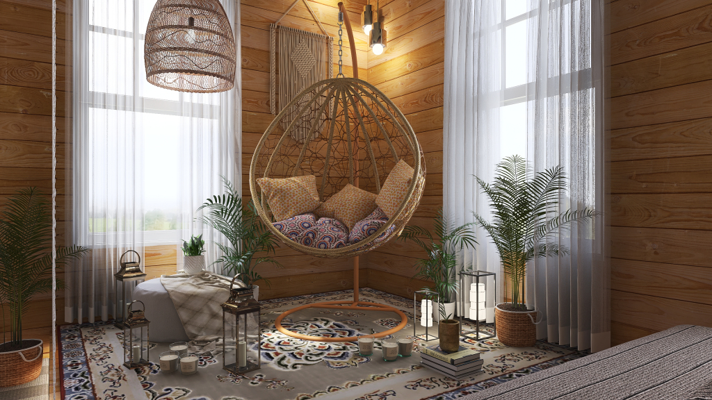 ＂Picnic at Home＂ Bohemian Studio Unit 3d design renderings
