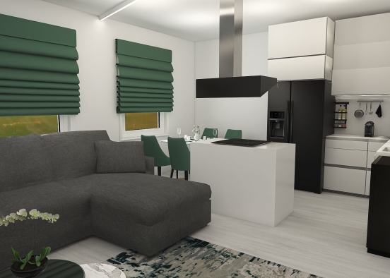 Living room green Design Rendering