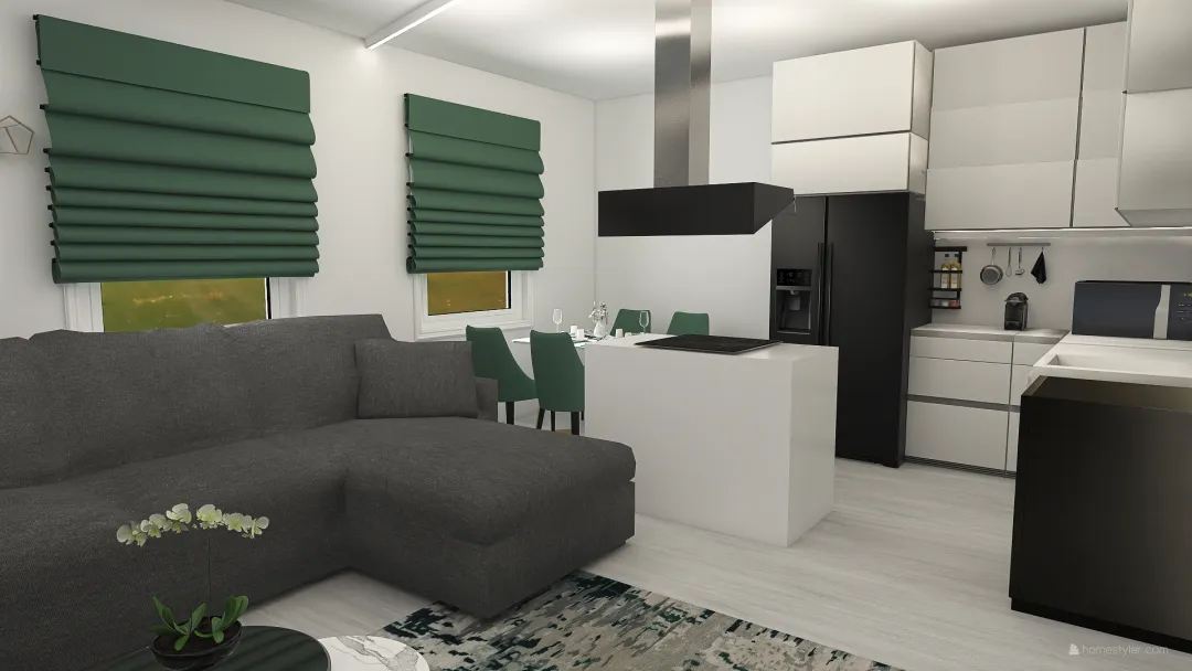 Living room green 3d design renderings