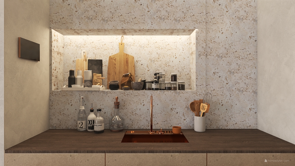 WabiSabi Grey Beige White WarmTones Living Room 3d design renderings
