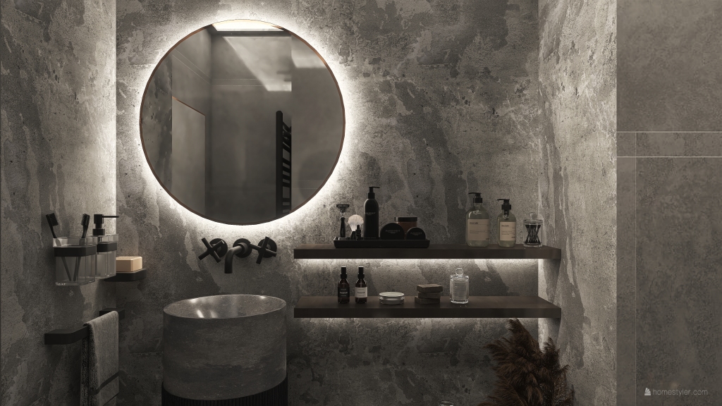 WabiSabi Grey Beige White WarmTones Bathroom1 3d design renderings