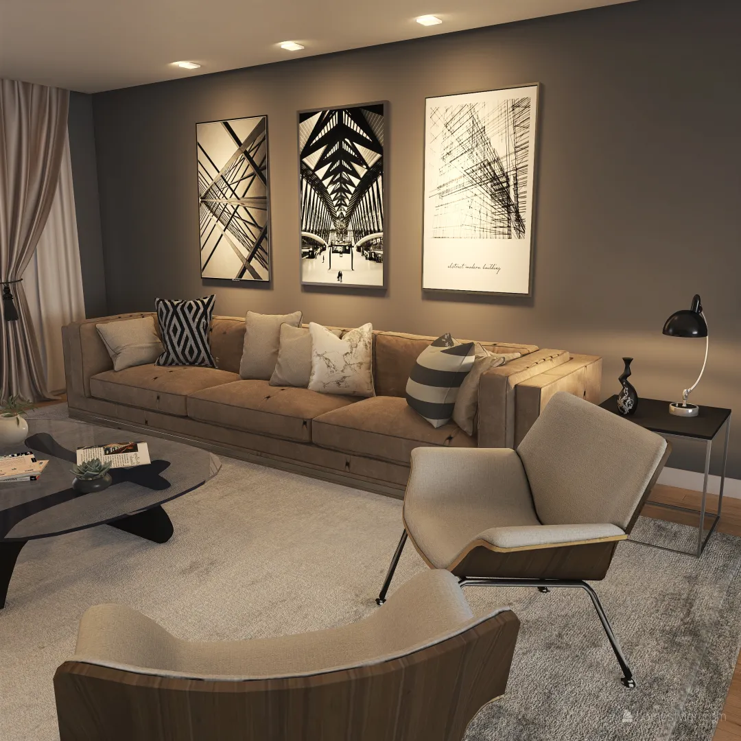 sala cinza 3d design renderings