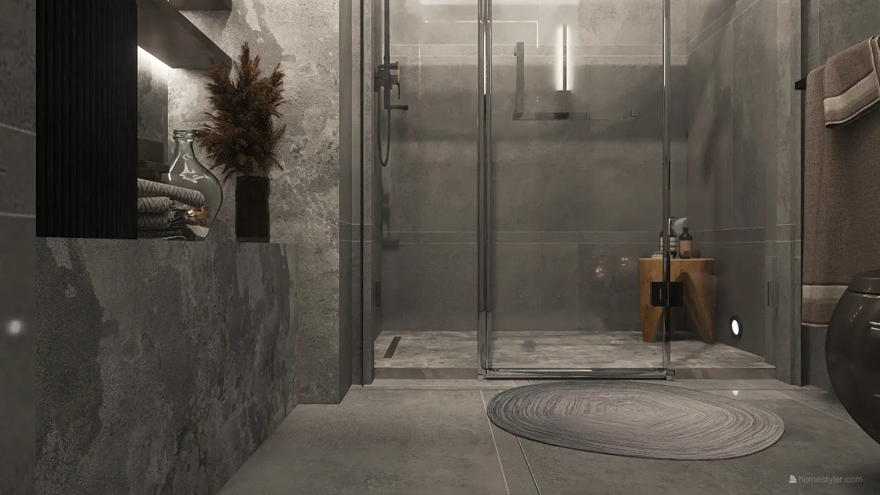 WabiSabi Grey Beige White WarmTones Bathroom 3d design renderings