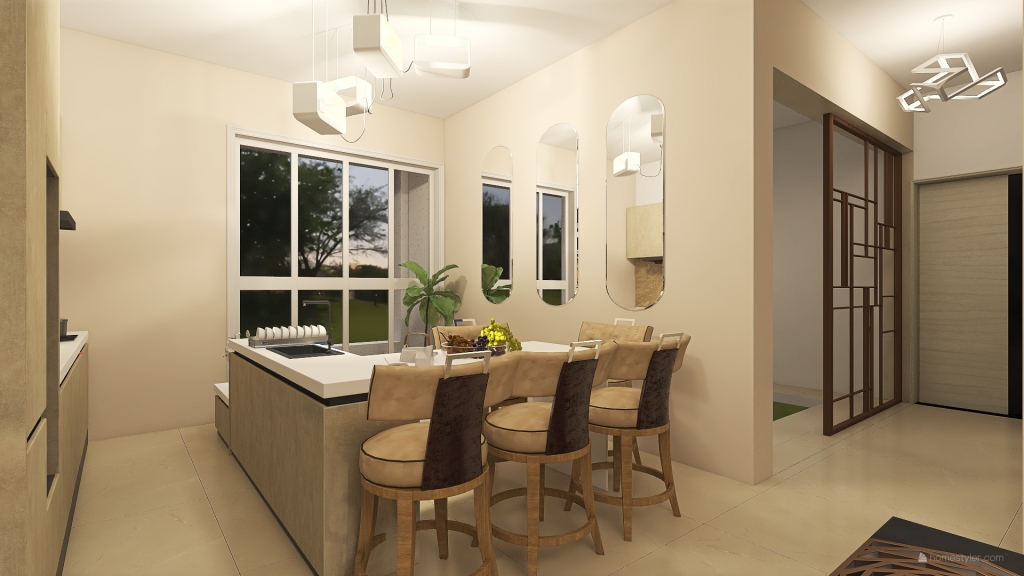 living and Dinning 3d design renderings