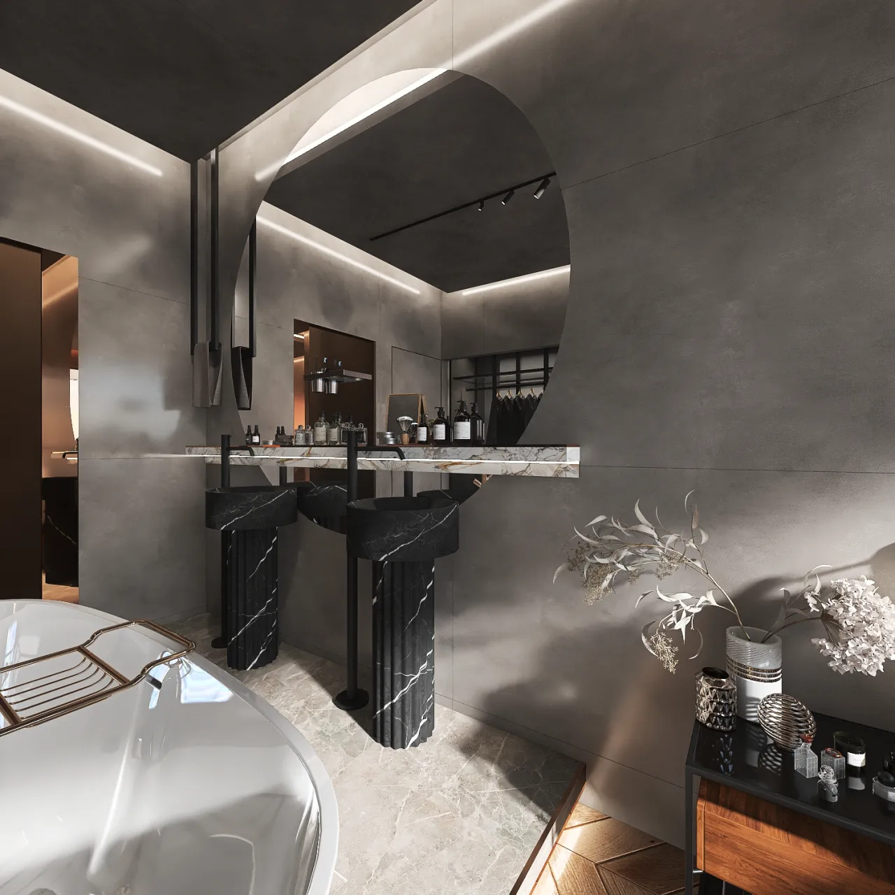 WabiSabi Grey Beige White WarmTones MasterBedroom 3d design renderings