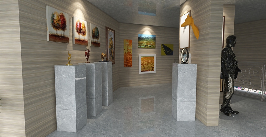 Second Floor Art Gallery Interior Design Render