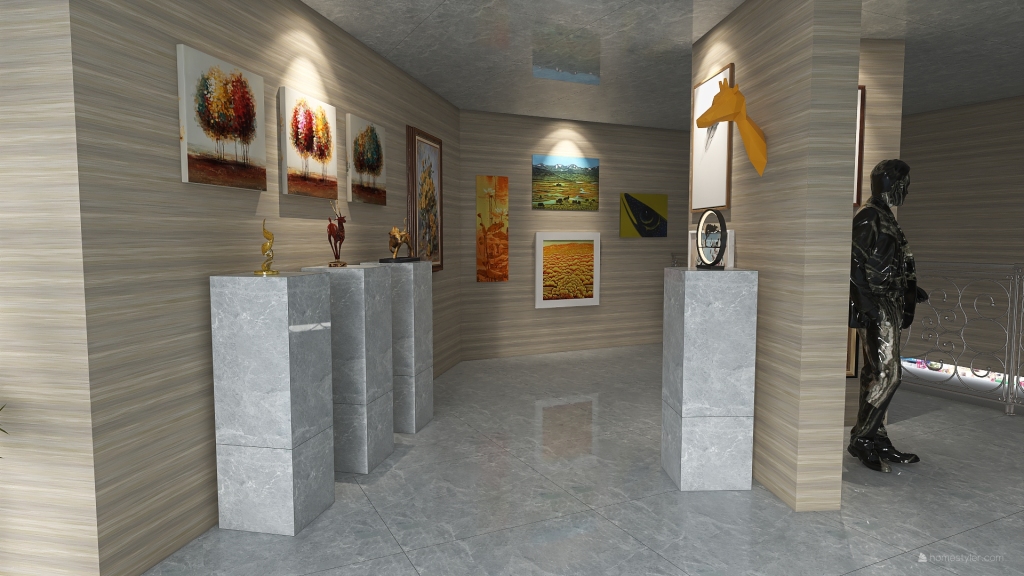 Second Floor Art Gallery 3d design renderings