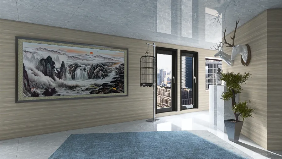 Second Floor Art Gallery 3d design renderings