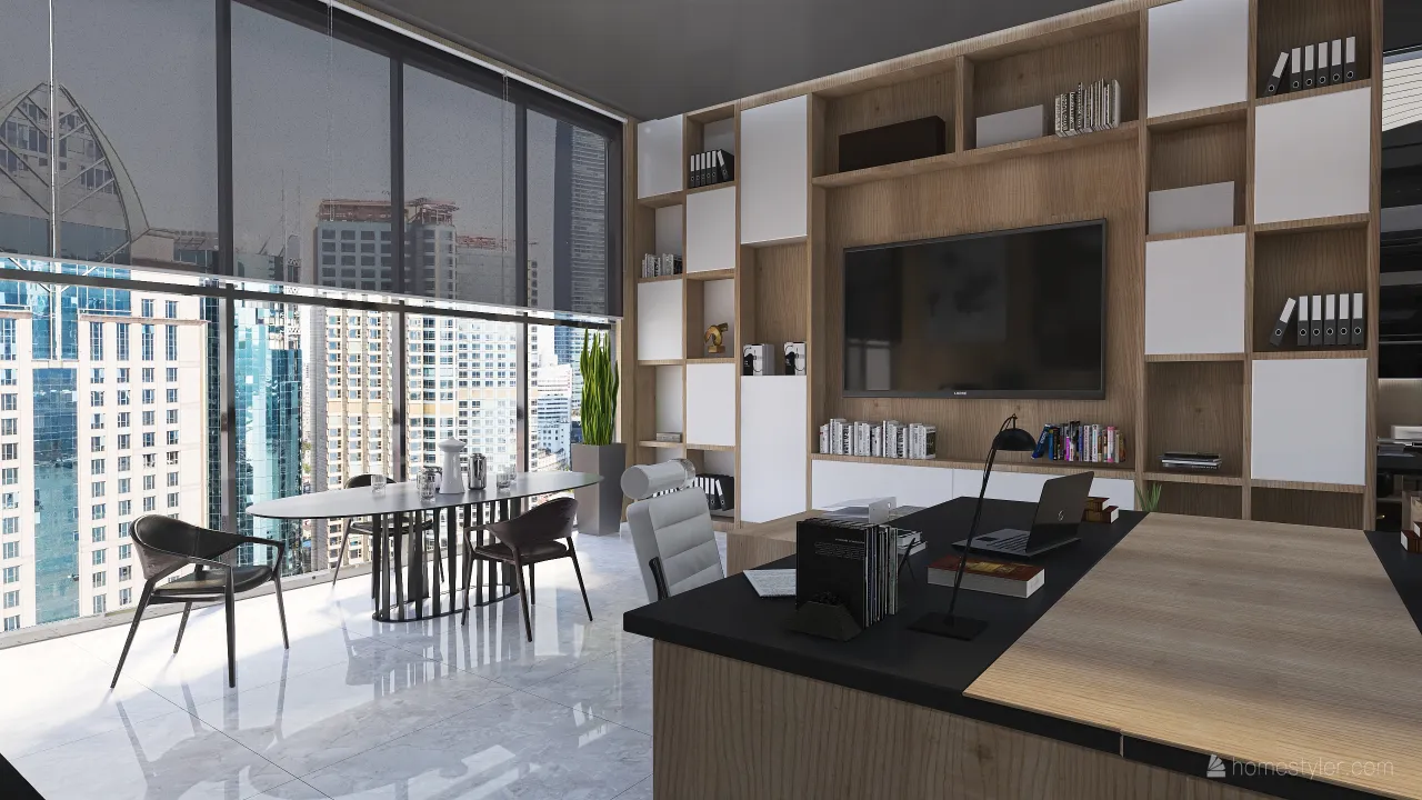 Contemporary #HSDA2020Residencial.  Penthouse en el centro de la ciudad. WoodTones Blue Purple 3d design renderings