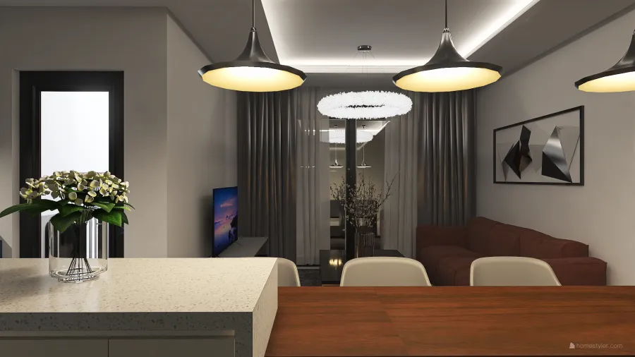 #Video Apartment with kitchen and guest room 3d design renderings