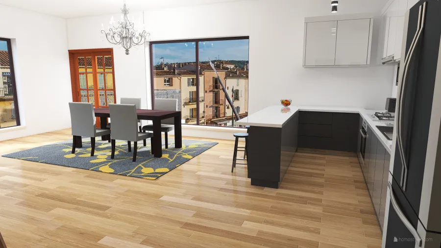Living Room/Dining Room & Kitchen 3d design renderings