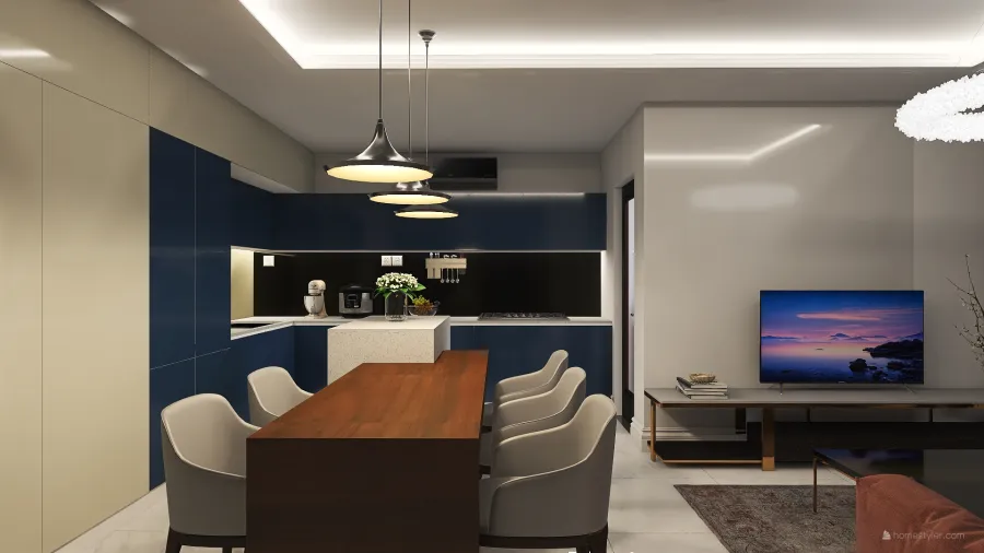#Video Apartment with kitchen and guest room 3d design renderings