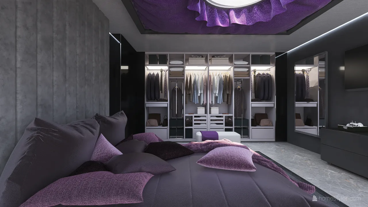 Contemporary #HSDA2020Residencial.  Penthouse en el centro de la ciudad. WoodTones Blue Purple 3d design renderings