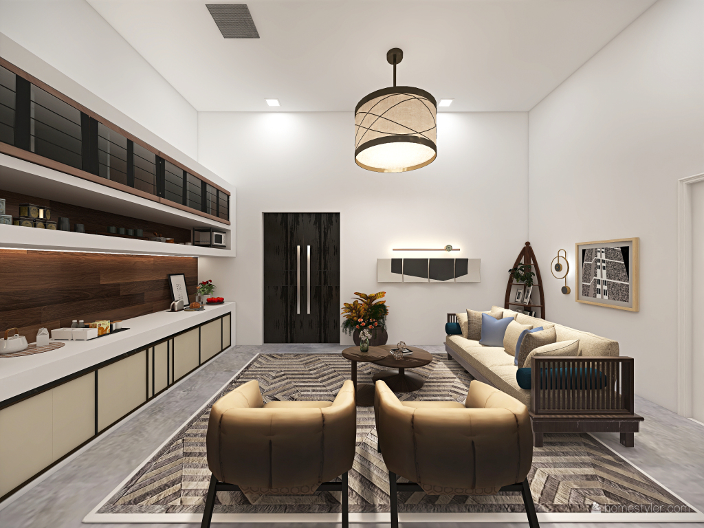 Contemporary Scandinavian WabiSabi White Grey Bedroom 3d design renderings