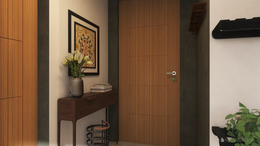 Modern WoodTones EarthyTones Main Living Area and Kitchen 3d design renderings