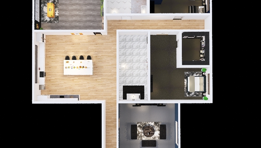 Modern Single Floor Apartment 3d design picture 384.76
