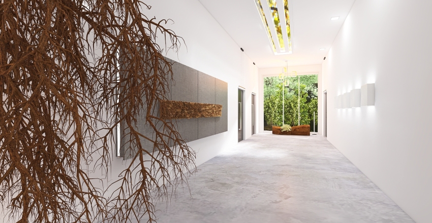 Contemporary Scandinavian WabiSabi White Grey Hallway 3d design renderings