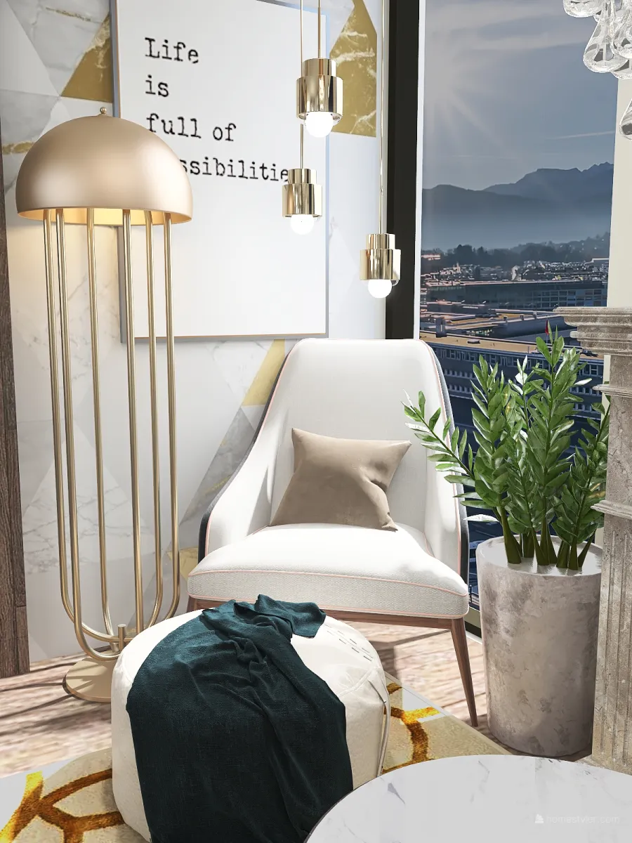 The golden Apartment 3d design renderings