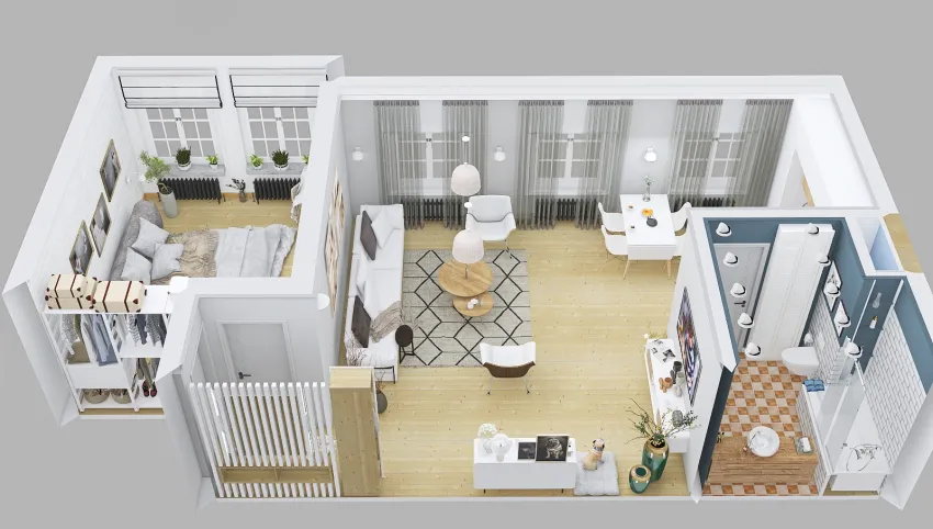 #HSDA2020Residential  #Scandinavian-style apartment 66m2 3d design picture 66.82