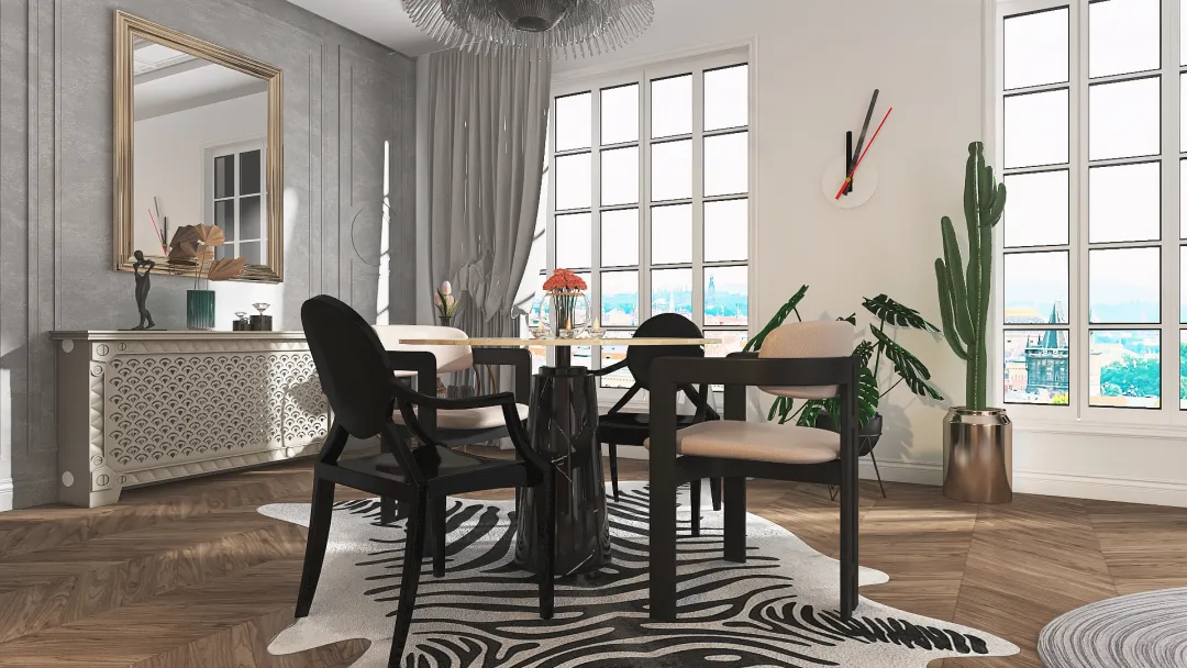 Modern Apartment in Prague  - #HSDA2020Residential Black Grey Red 3d design renderings
