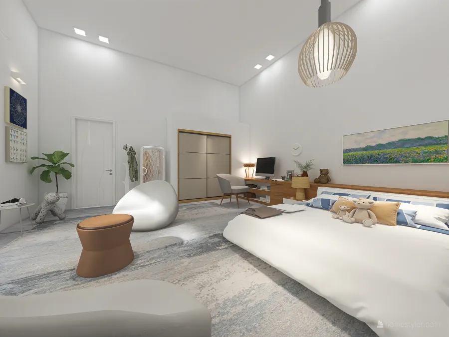Contemporary Scandinavian WabiSabi #HSDA2020Residential   REDISCOVERING YOUR HOME White Grey 3d design renderings