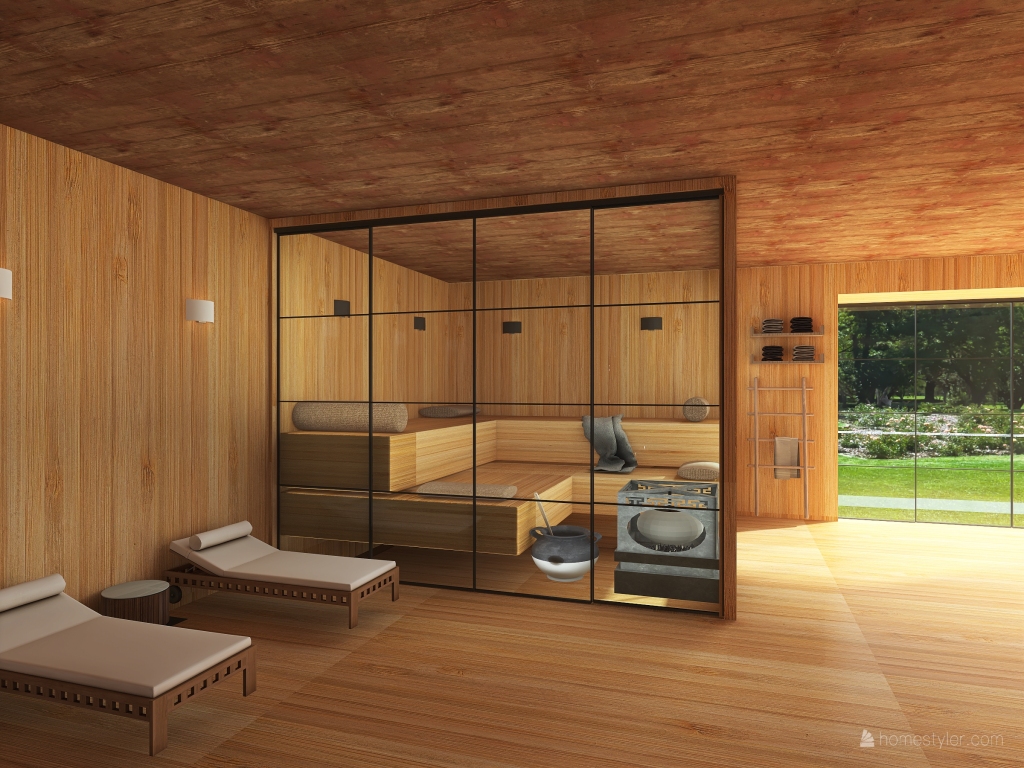 Sauna & Pool 3d design renderings