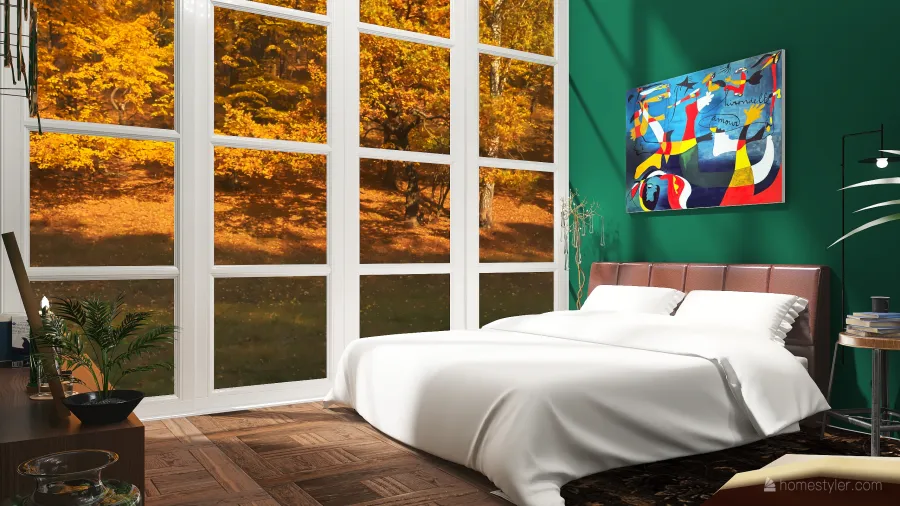 Soft autumn light in the Bedroom 3d design renderings