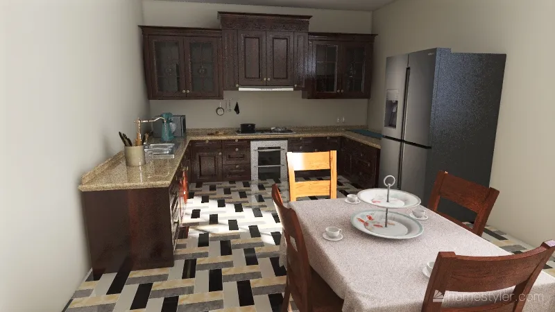 Kitchen/Dinning Room 3d design renderings