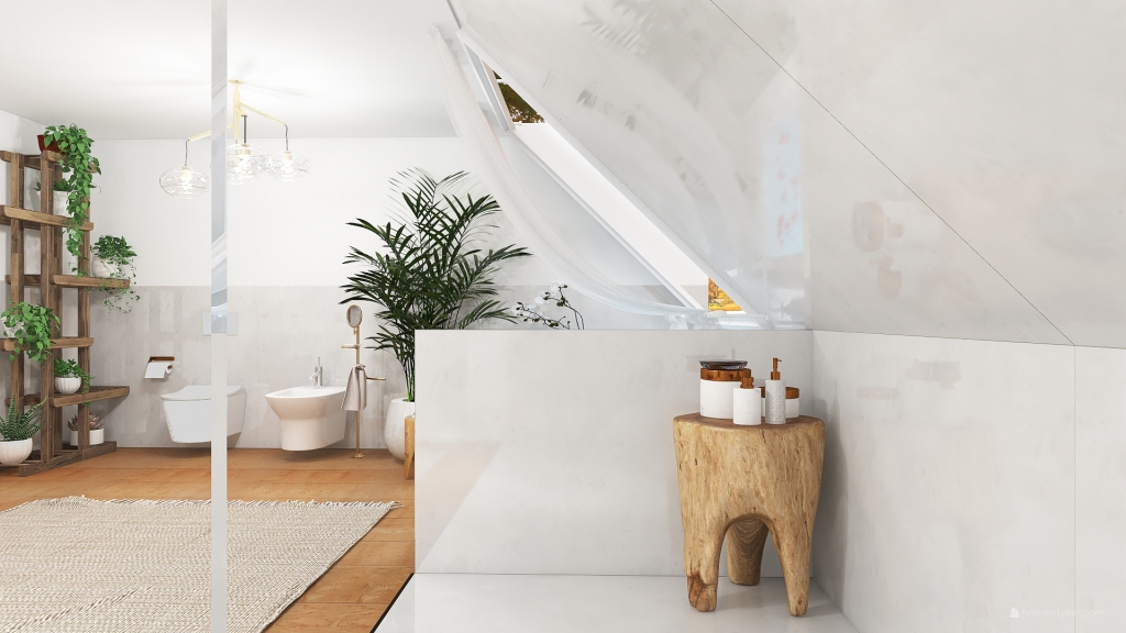 Rustic WabiSabi #HSDA2020Residential - Cozy Cabin White WoodTones Grey 3d design renderings
