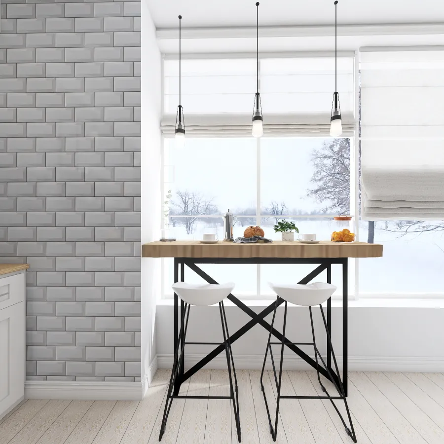 Scandinavian Modern White Grey Living and Dining Room 3d design renderings