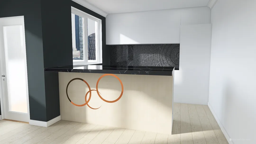 Kitchen 22m2 3d design renderings